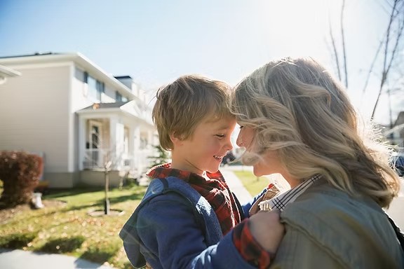 A mother and her son after separation
